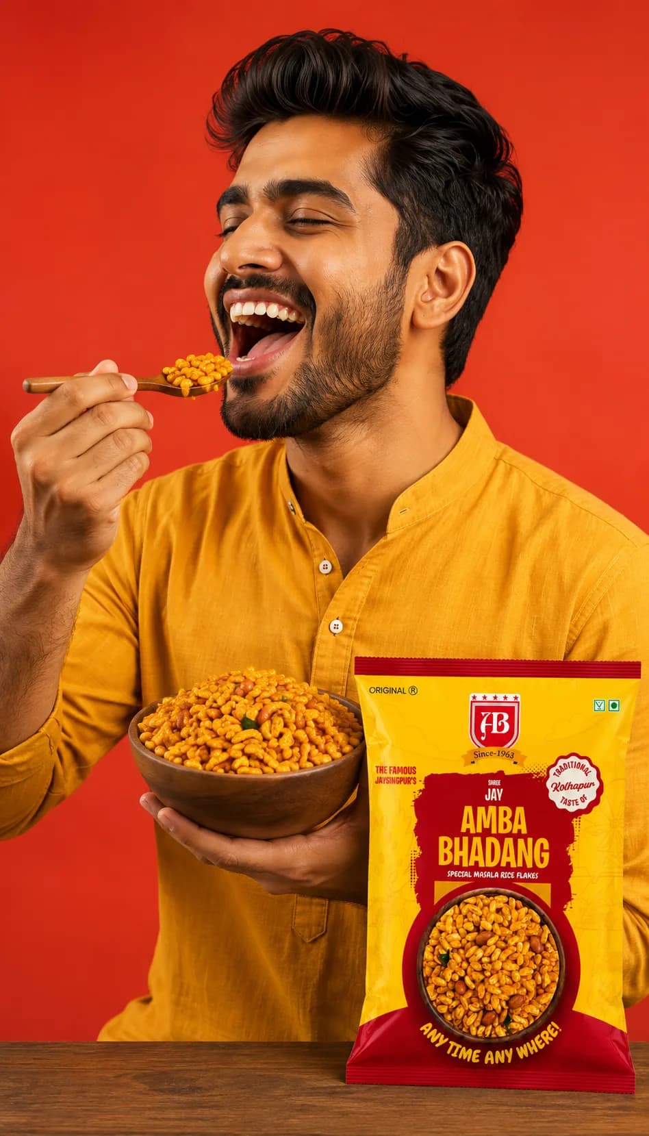 @jayambabhadang post, enjoying a bowl of Jay Amba Bhadang